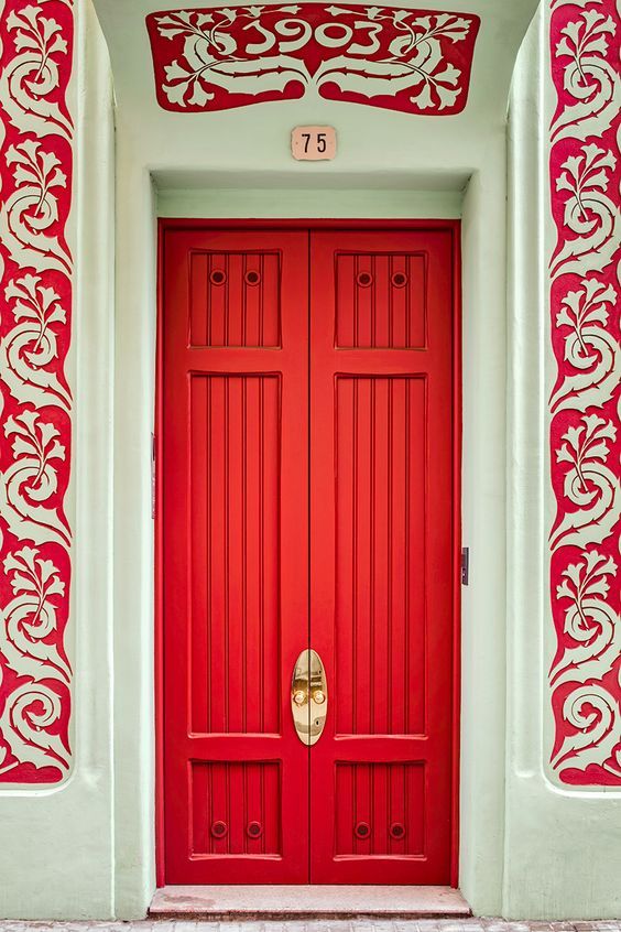 High-Quality Red Double Wood Door | Moroccan Craftsmanship