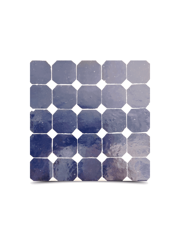Moroccan Blue Mosaic Tiles - Elegant Navy and White Pattern