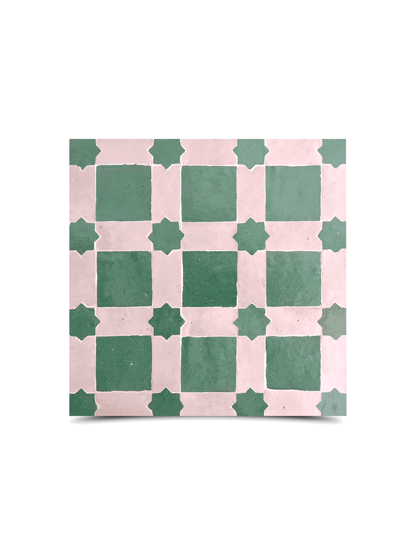 Moroccan Mosaic Tile - Green & Beige Elegance
