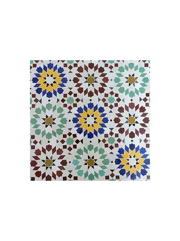 Mosaico Marroquí Multicolor Estrellas - Elemento de Diseño Geométrico de Alta Calidad - Ideal para Pisos y Paredes.
