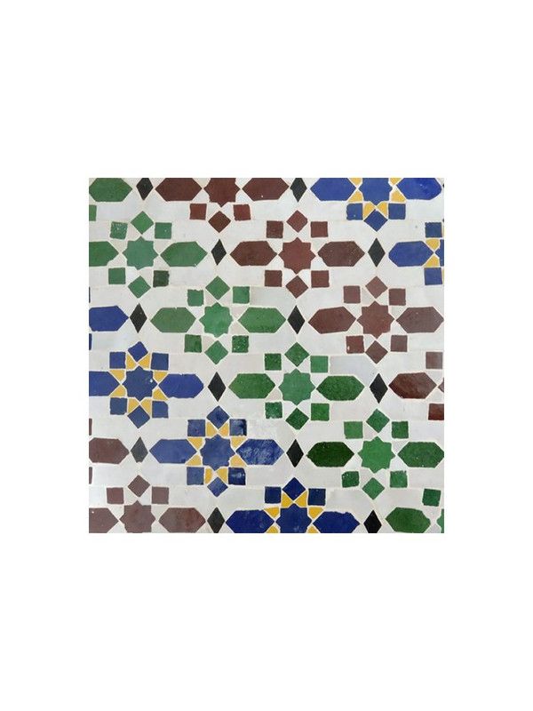 Vibrant Moroccan Mosaic Tile - Red, Blue, Green Stars