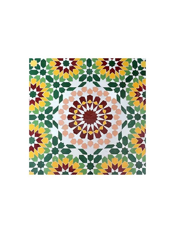 Mosaico Marroquí Multicolor: Motivo Floral Geométrico, Colores Vibrantes
