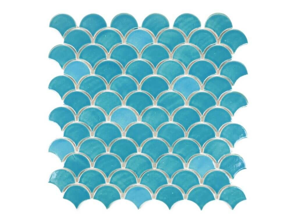Caribbean Blue Small Fish Scales Tiles - Premium Quality