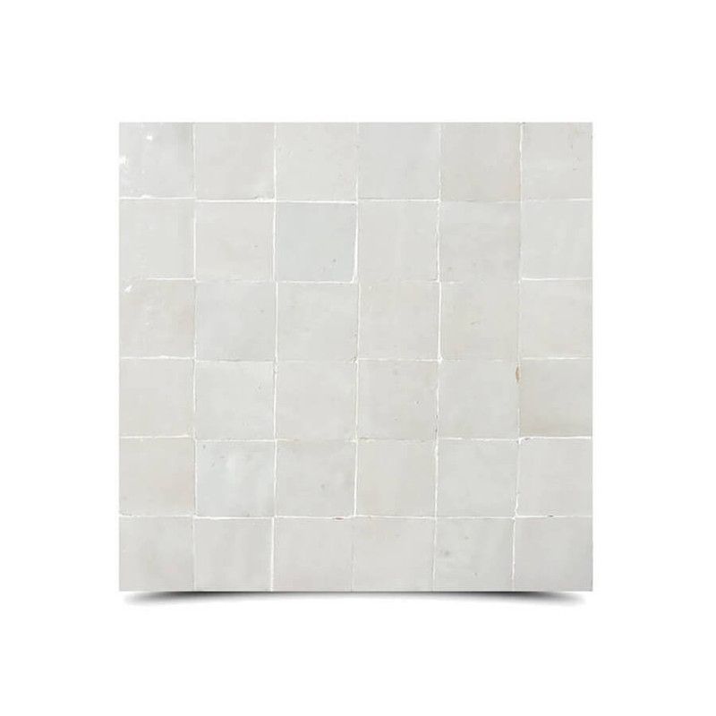 Marokkanisches Mosaikfliesen in Weiß Chiffon - Einfarbig, Hochwertig, 6x6 Zoll