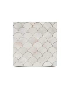 Handmade Moroccan Mosaic Tile - Light White Scallop Pattern