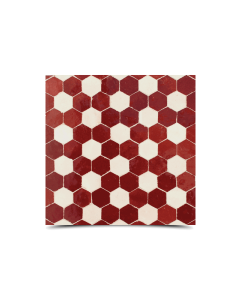 Moroccan Red & White Handcrafted Mosaic Tiles - Fez Zellige Collection