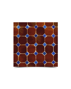Moroccan Mosaic Brown & Blue Tiles - Handcrafted Vintage Charm