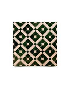 Moroccan Green & White Mosaic Tiles - Handcrafted Geometric Design