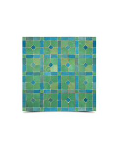 Moroccan Blue Green Mosaic Tiles - Handmade in Fes