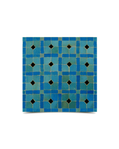 Handmade Moroccan Mosaic Blue & Black Tile - Geometric Design