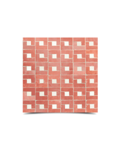 Moroccan Red & White Mosaic Tiles - Handmade Glazed Pattern