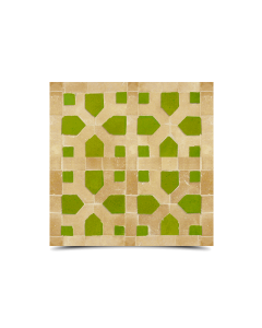 Moroccan Mosaic Beige & Light Green Tile - Handmade Geometric Design