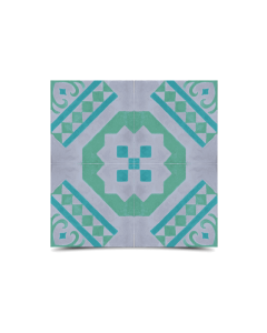 Moroccan Geometric Cement Tiles in Turquoise & Gray - 83