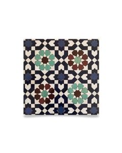 Moroccan Mosaic Blue Border Tile - Geometric Floral Design