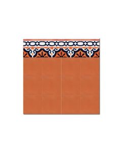 Moroccan Cement Border Tile | Black & Orange | Geometric Design