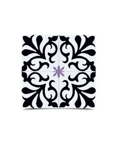 Moroccan Cement Floral Pattern Tiles - Black & White