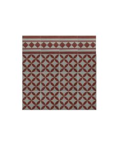 Moroccan Red & White Cement Border Tiles | Geometric Design