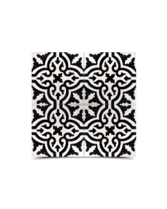 Elegant Moroccan Cement Pattern White & Black Tile - 224