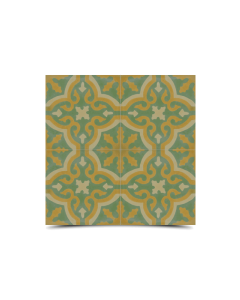 Moroccan Green Yellow Cement Pattern Tile - Handmade, Water-Resistant