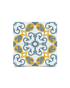 Moroccan Floral Blue & Yellow Cement Tiles - Handcrafted & Durable