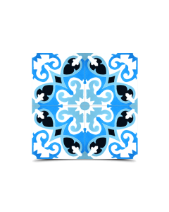 Moroccan Cement Pattern Tiles - White, Black & Blue