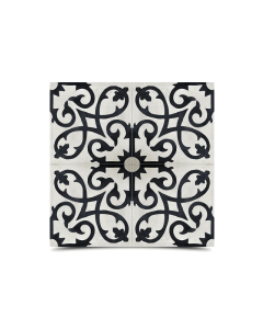 Moroccan Cement Floral Pattern Tile - Timeless Gray & Black