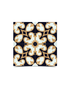 Handmade Moroccan Cement Pattern - White, Black & Beige