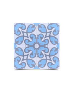 Blue & Gray Moroccan Cement Tile - Handmade in Fez