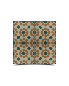 Moroccan Cement Pattern Tiles - Green/White/Orange