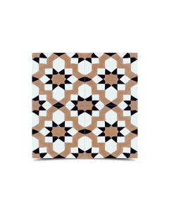 Moroccan Cement Tile in Black, Beige & White - 244