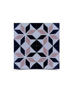 Moroccan Cement Tile Pattern Black Pink White 246