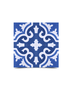 Moroccan Cement Tile White Blue Pattern - Indoor Outdoor