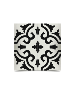 Moroccan Gray & Black Cement Mosaic Tiles - Floral Design