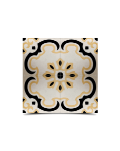 Moroccan Cement Pattern Tile - Beige, White & Black - Handcrafted Traditional Tile for Elegant Decor.