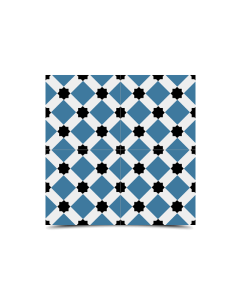 Moroccan Cement Pattern Tiles in Black, Blue & White