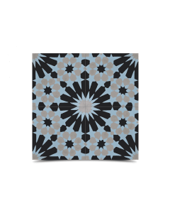 Moroccan Cement Pattern Tiles | Black, Blue, Pink, Tan 