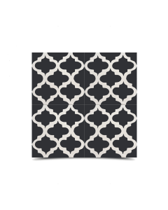 Moroccan Black & White Ogee Cement Tile - Elegant & Durable