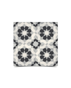 Moroccan Cement Pattern Black & White Glossy Tiles - 212