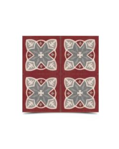 Dark Red & Light Grey Moroccan Hand Painted Tile | Handmade & Versatile