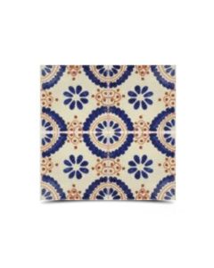 Blue & Orange Moroccan Floral Hand-Painted Tiles - Waterproof & Long-Lasting
