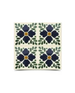 Dark Green & Blue Moroccan Hand Painted Tile - 60 characters
