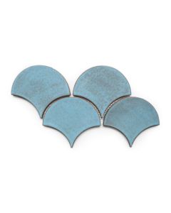 Blue Bell Moroccan Fish Scales Tiles - High-Quality 4x3-inch Scallops