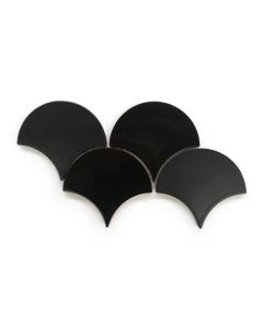 Large Satin Black Moroccan Fish Scale Tiles for Walls & Floors