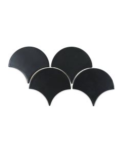 Moroccan Fish Scale Tiles - Satin Black | Handcrafted Charm
