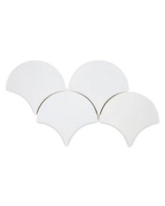 Handcrafted Large Moroccan Fish Scales in Parchment White - Premium Glazed Tiles