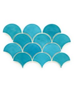 Moroccan Fish Scale Tiles - Caribbean Blue | Premium Scallop Tiles