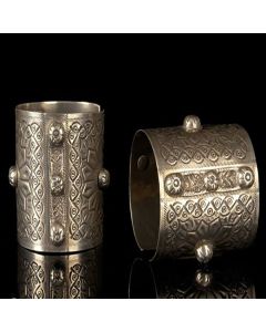 Moroccan Tuareg Berber Silver Geometric Bracelet - Handcrafted Ethnic Elegance