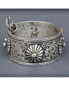 Exquisite Tuareg Berber Silver Geometric Bracelet in Moroccan Style