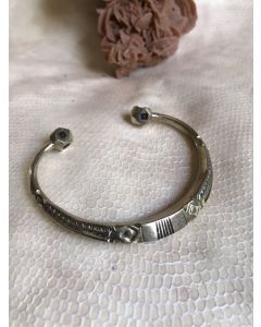 Moroccan Handcrafted Silver Bracelet with Geometric Patterns