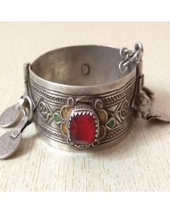 Moroccan Silver Adjustable Geo-Patterned Bracelet